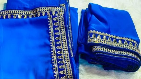 ✨ পিওর জর্জেট শাড়ি উইথ ভেলভেট সিকুয়েন্স ওয়ার্ক ✨ এর ছবি